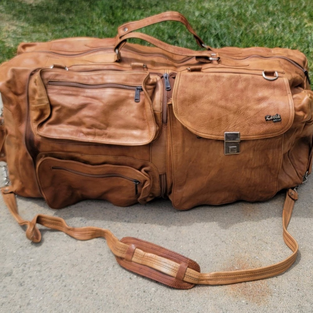 Vtg Karla Bolsas Leather Duffle Crossbody Bag Combo - Picture 2 of 12